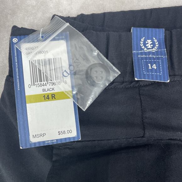 IZOD Womens Sz 14 (36 x 33) Drawstring Pants Black Pockets Straight Leg Casual - Picture 2 of 7